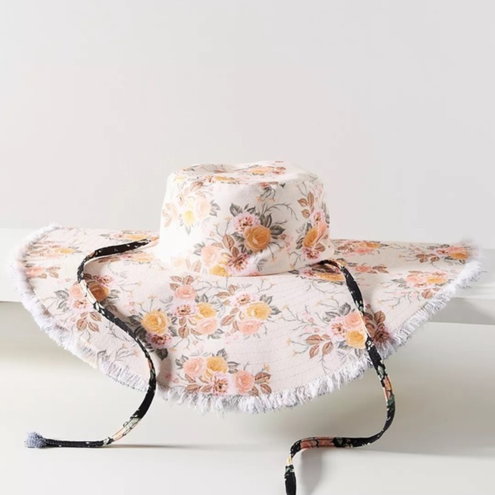 New! Anthropologie-Capitanna Maxi Bucket Hat-BLUE MOTIF